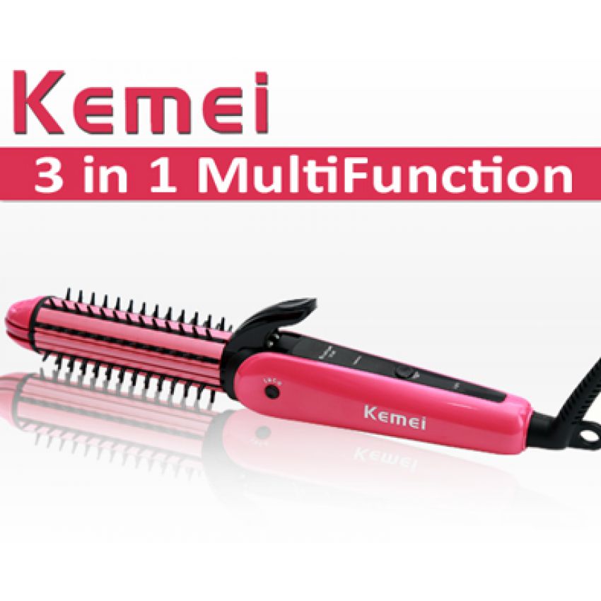 Kemei 3 in 1 Hair Straightener & Curler