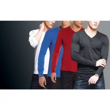 Pack Of 4 Long Sleeve V-Neck T-Shirts for Men