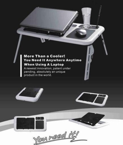 Laptop E-Table Folding 2 Cooling Fans & Mouse Pad
