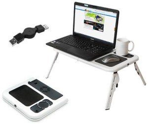 Laptop E-Table Folding 2 Cooling Fans & Mouse Pad